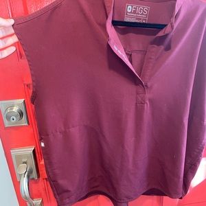 FIGS BURGUNDY XL RAFAELA SCRUB TOP USED